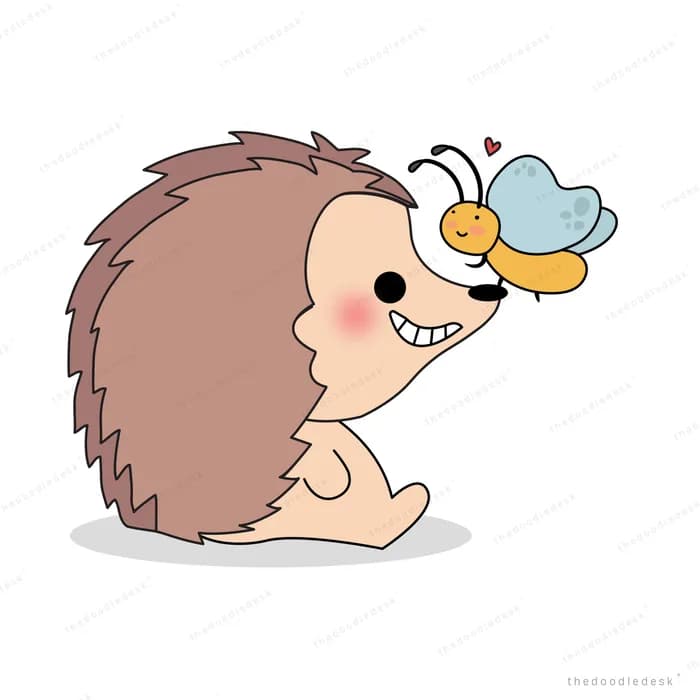 Hedgehog looking up at a hovering bee