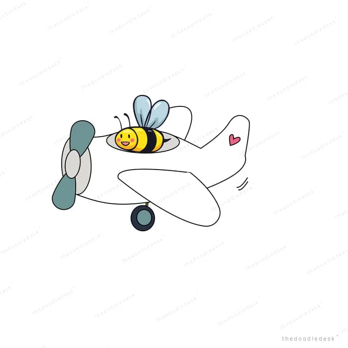 Bee piloting a small white aeroplane