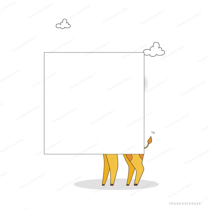 Giraffe's legs beneath a large blank panel