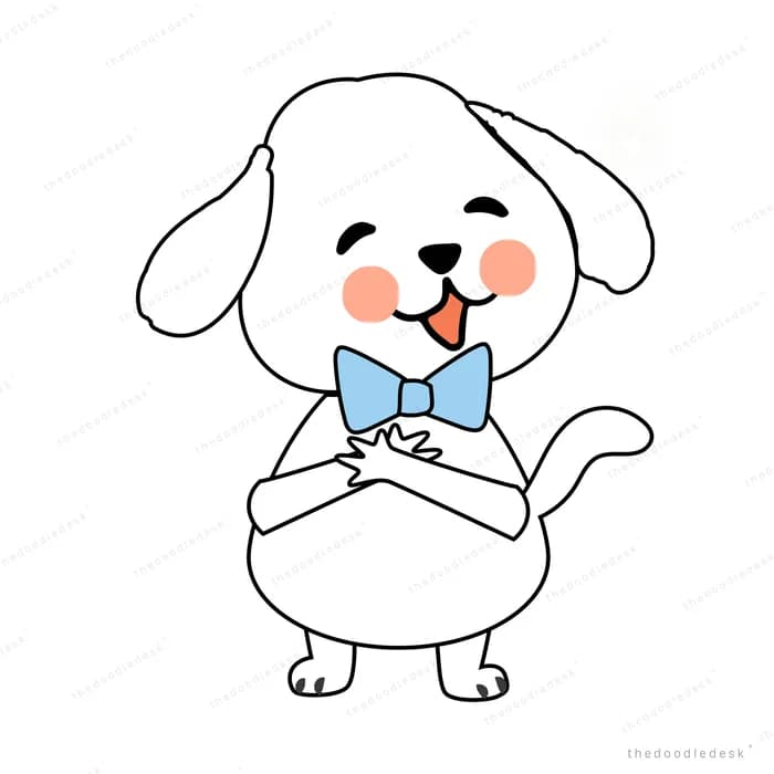 Dog in a bow tie standing on hind legs