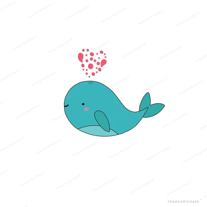 Blue whale spouting a heart-shaped plume