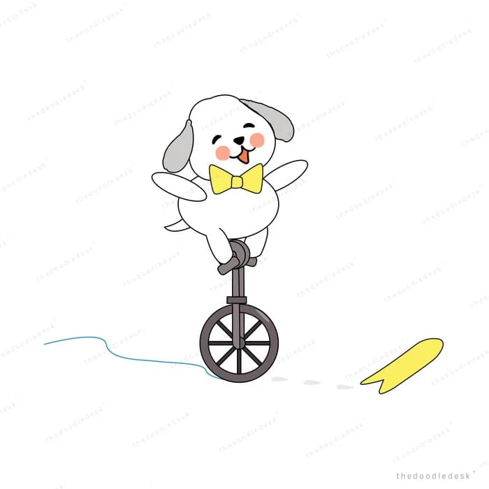 Rabbit balancing on a unicycle