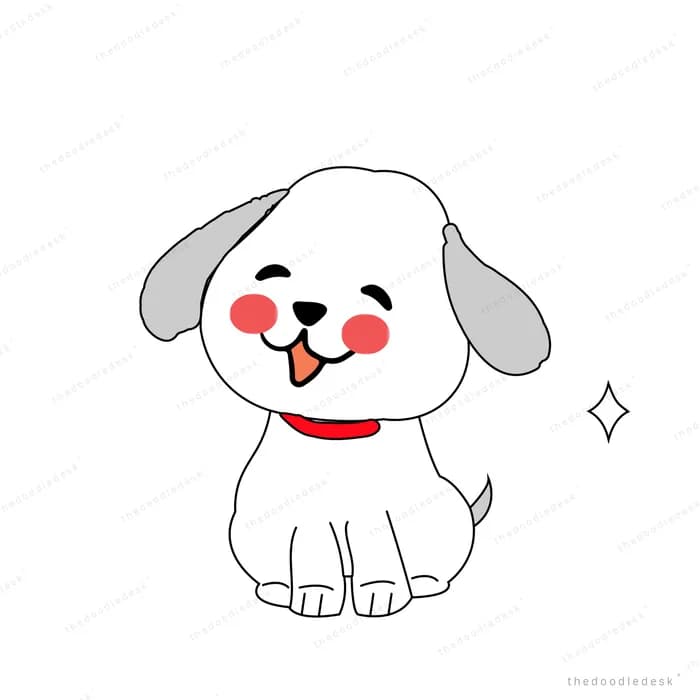 White dog in a bow tie standing on all fours