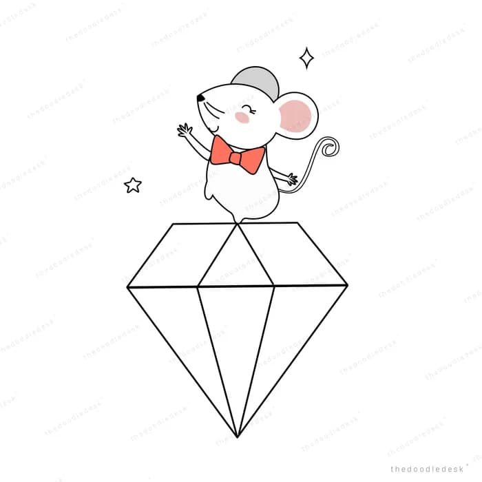 Mouse standing on a large outlined diamond