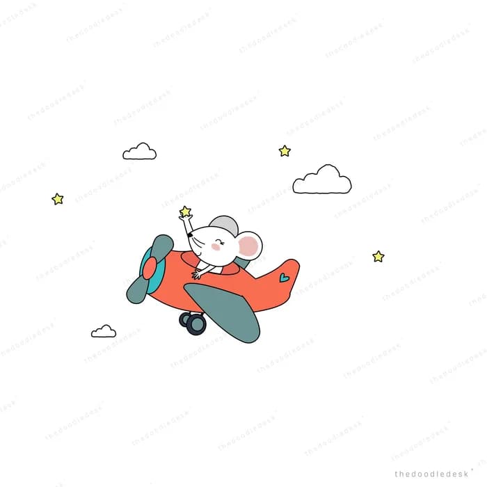 Dog piloting a small red aeroplane