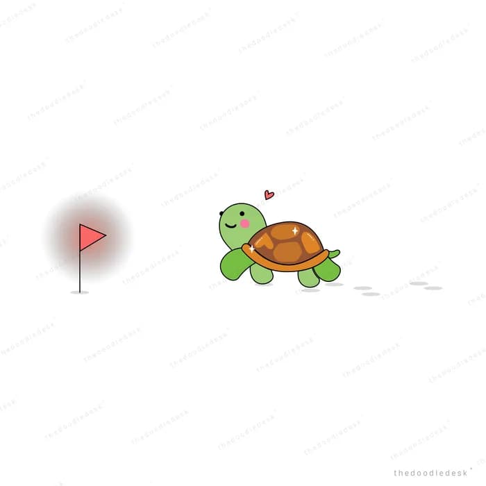 Turtle walking away from a dark orb