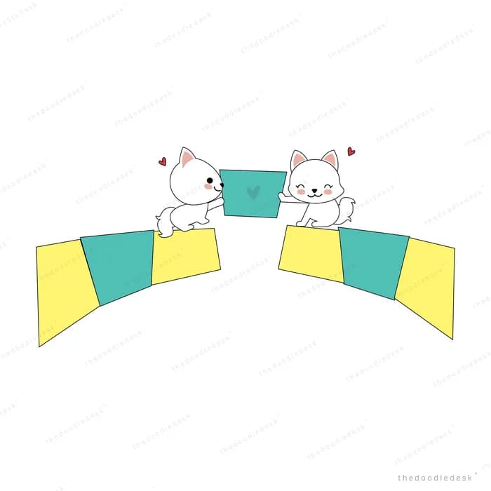 Two cats holding a blank yellow banner
