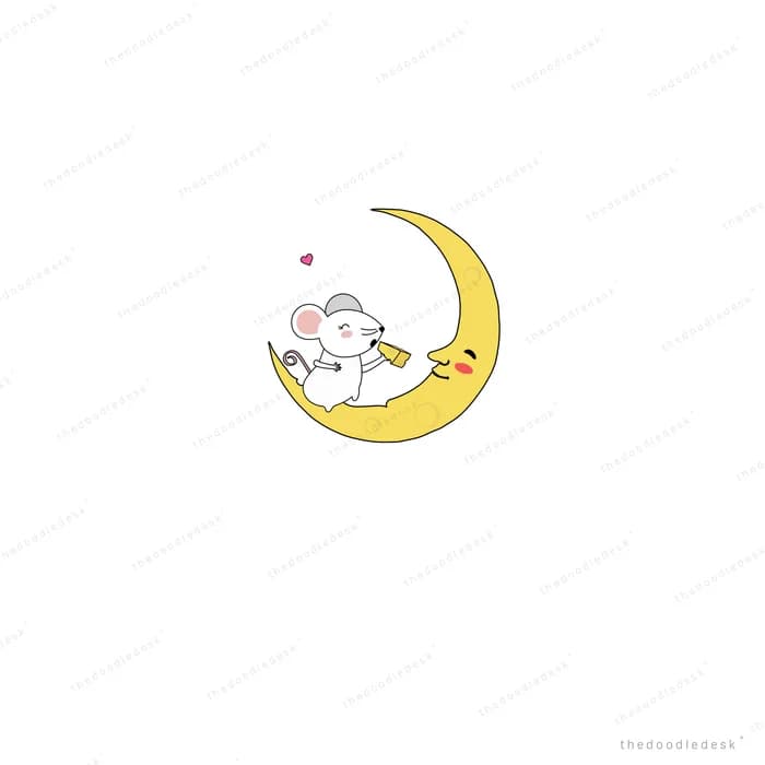 Rabbit resting on a crescent moon