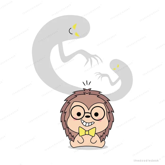 Hedgehog in glasses under a swirl of grey smoke