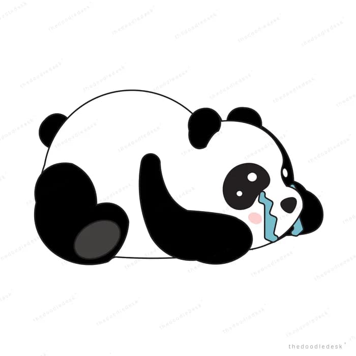 Panda lying on its side resting