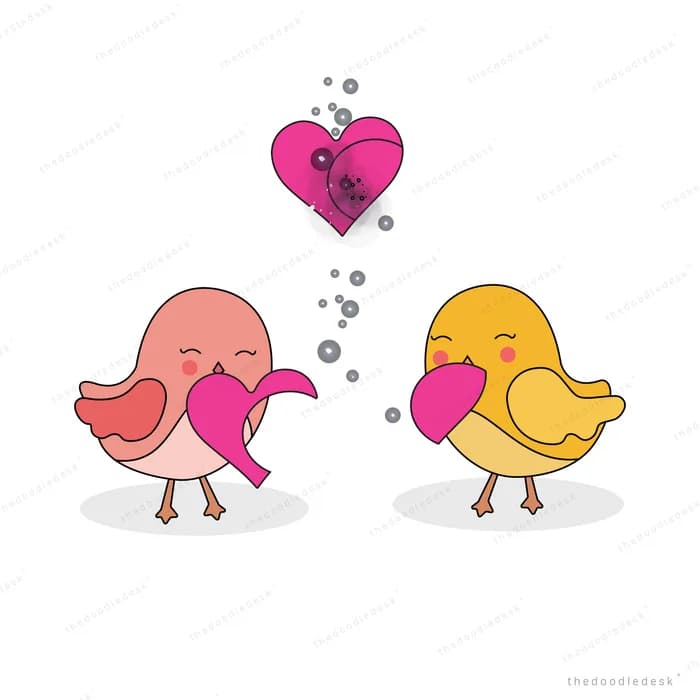 Two birds apart under a broken heart