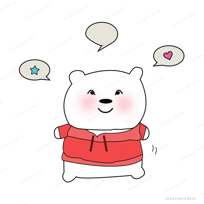 Bear with a thought bubble and a heart