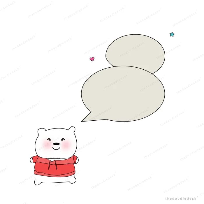 Bear beside two large empty speech bubbles