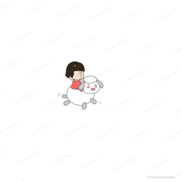 Small white dog on a pale cloud