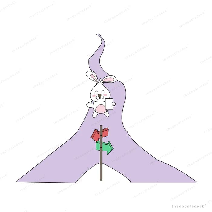 Rabbit peeking from a tall purple tent