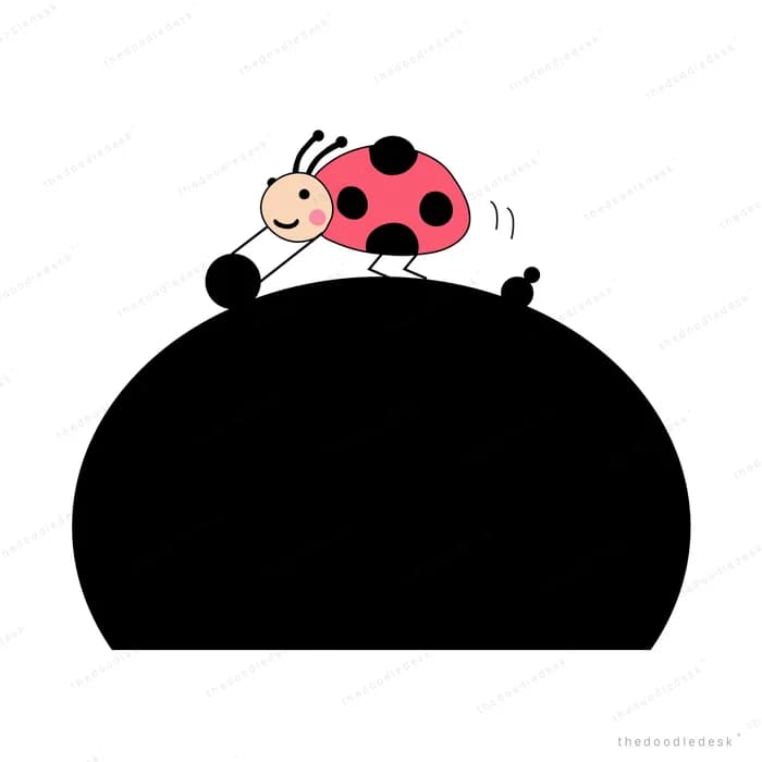 Ladybug perched on a large black dome