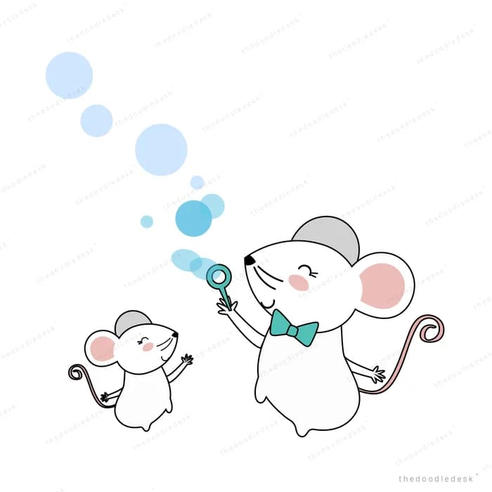 Mice blowing bubbles together