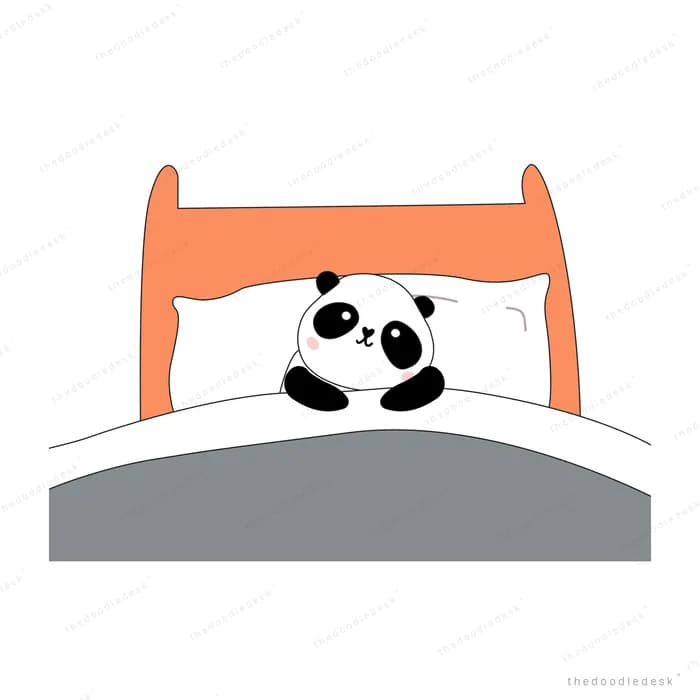Panda asleep in an orange bed