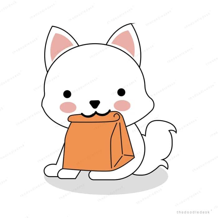 Dog carrying a paper shopping bag in its mouth