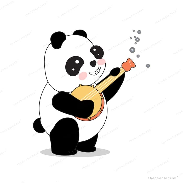 Panda playing a lute or mandolin