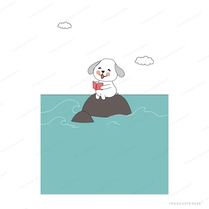 Dog floating on a mat in a teal pool