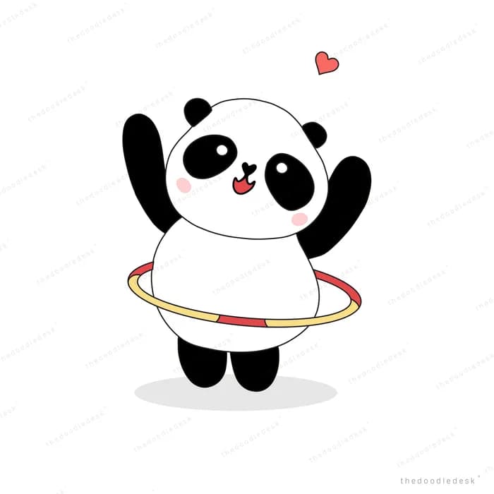 Panda spinning a hula hoop