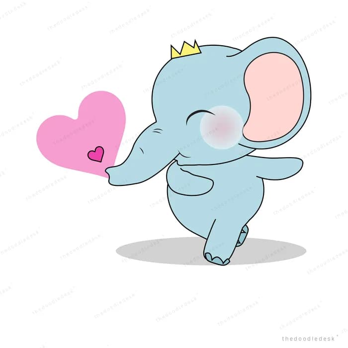 Elephant carrying a large pink heart on its back