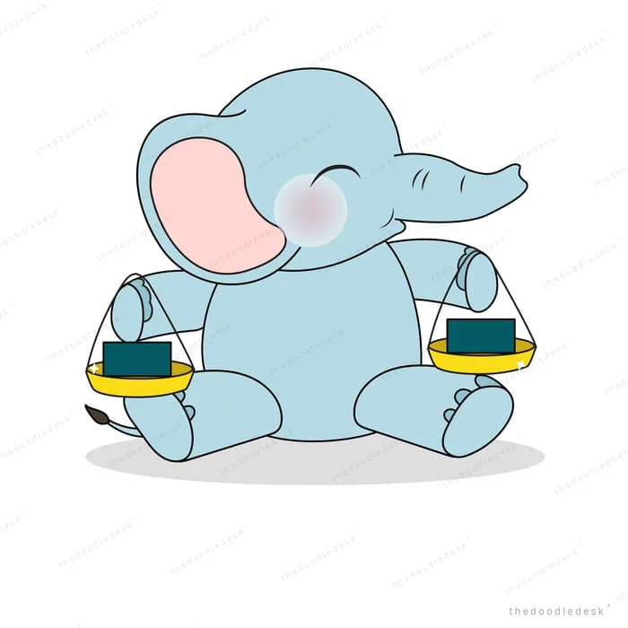 Elephant sitting with two small buckets