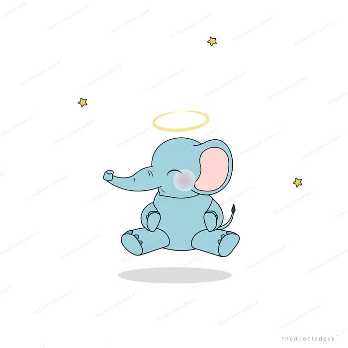 Elephant with a halo sitting among stars