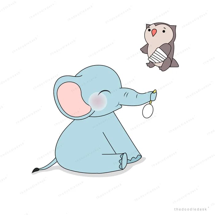 Elephant sitting as a bird flies overhead