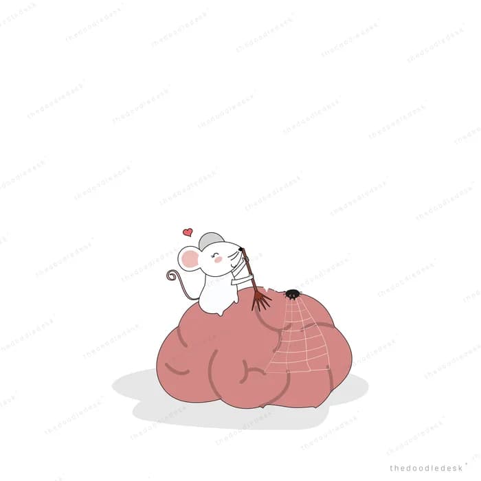 Rabbit resting on a curled pink pig