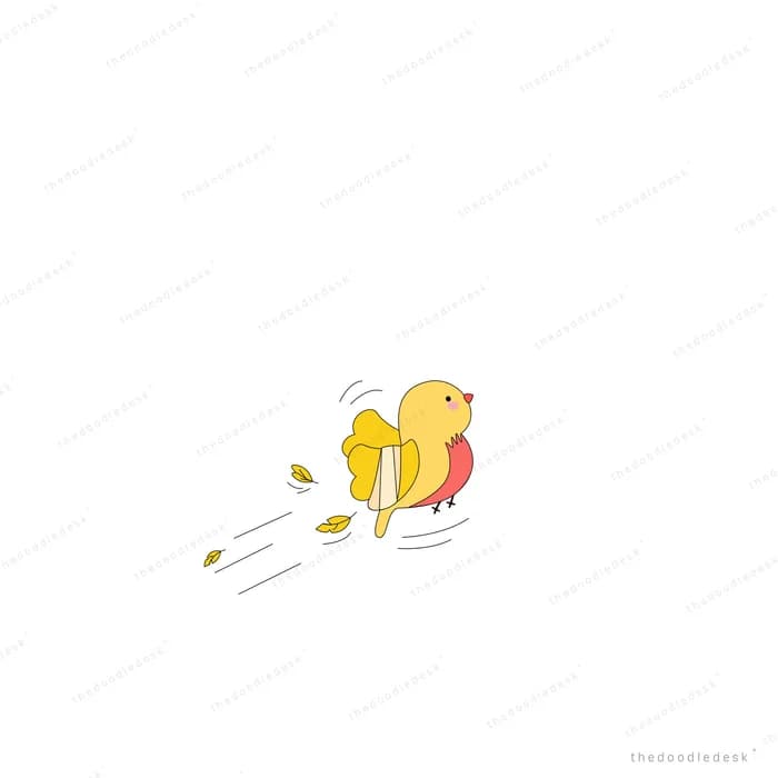 Yellow bird darting forward with speed lines behind it