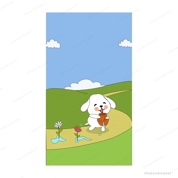 White dog carrying a carrot across a green field