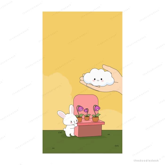White cat beside a pink armchair against a yellow backdrop