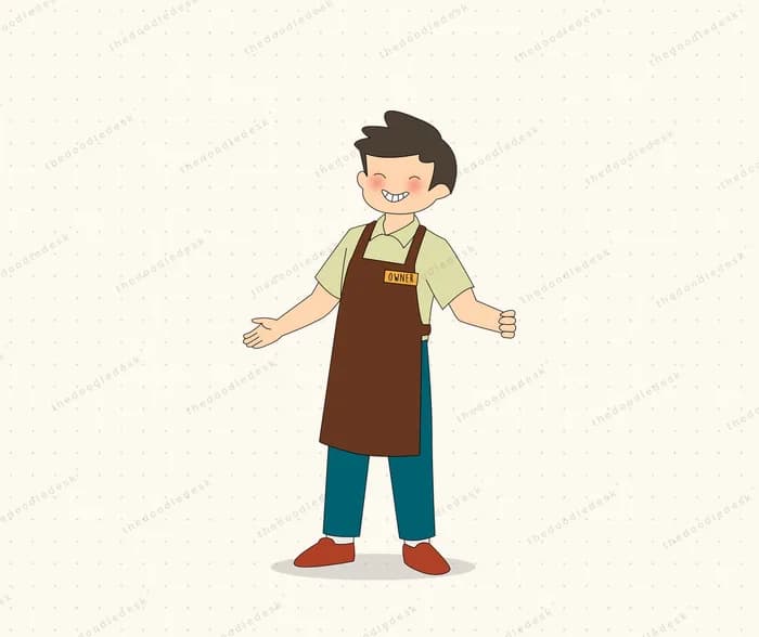 Shop owner welcoming customers