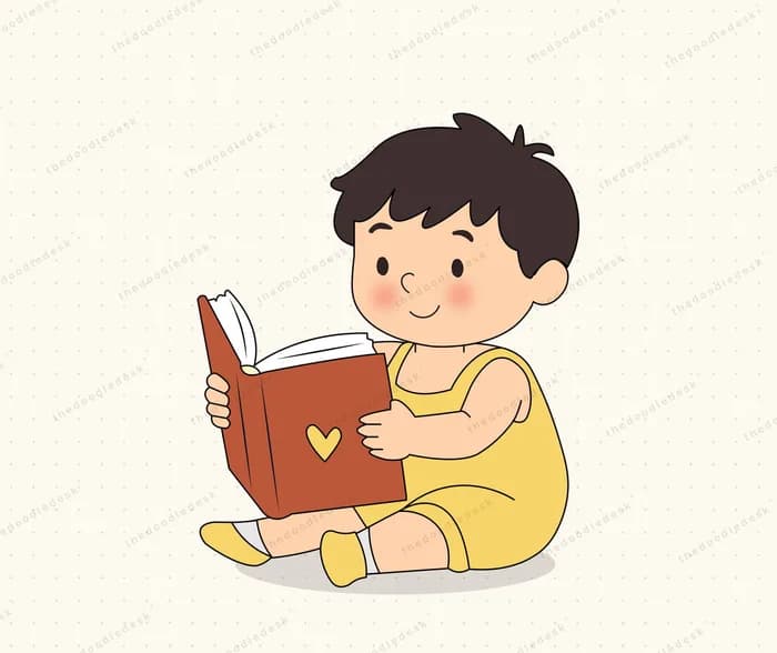 A small child with a big book