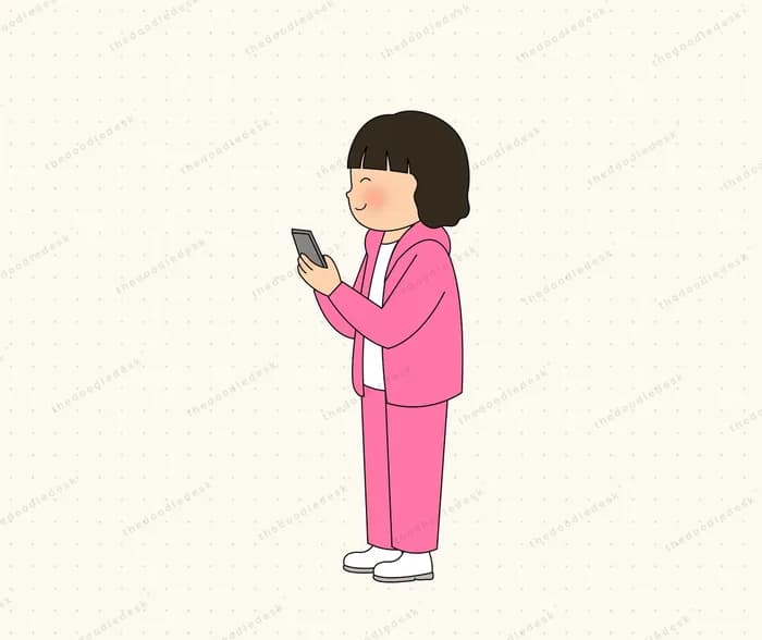 Checking her phone