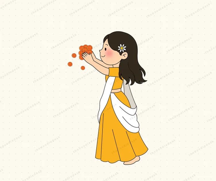Scattering flowers at a festival