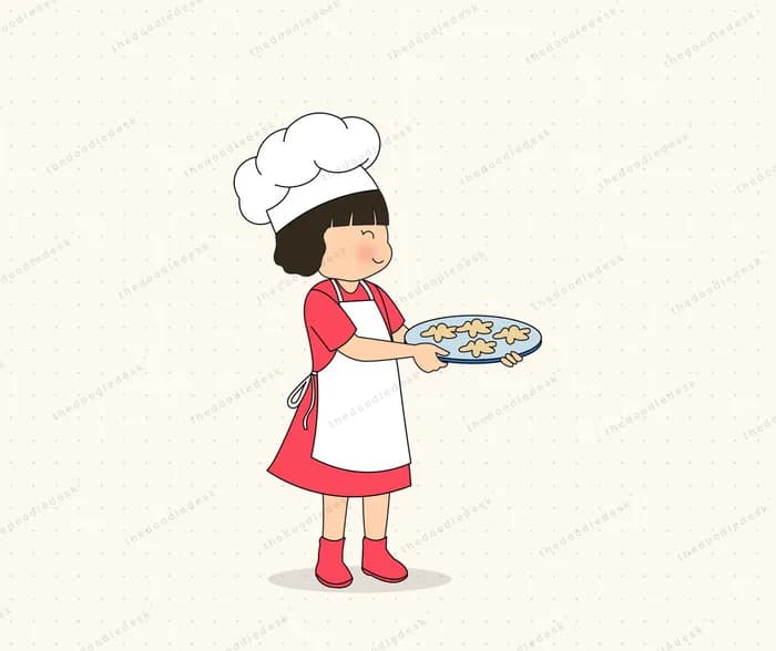 Serving what she has baked