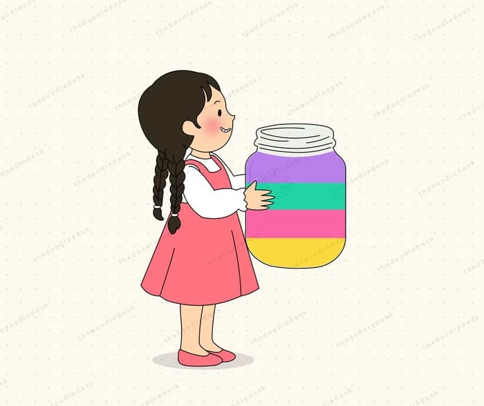 Holding a jar of colours
