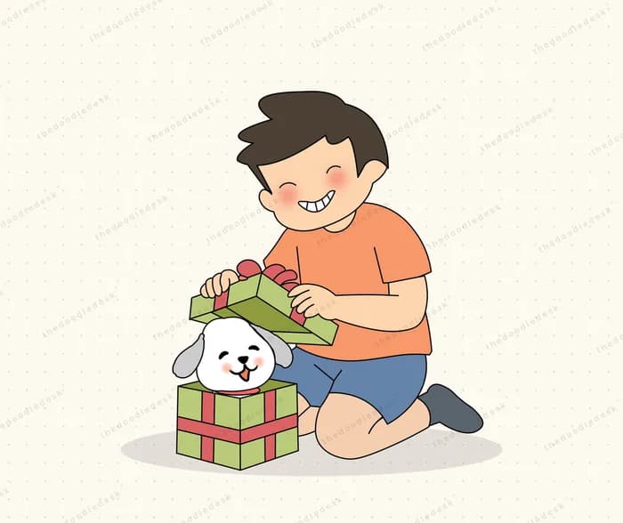 A surprise pet in a present
