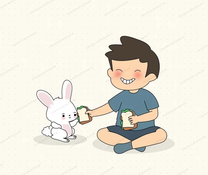 Sharing food with an animal