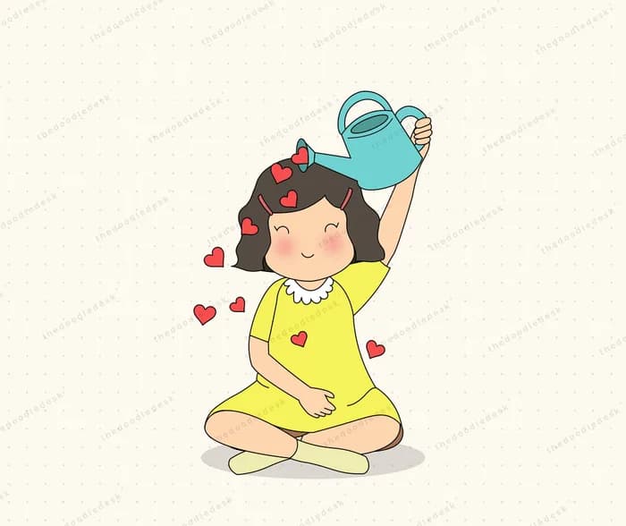 Pouring love into herself