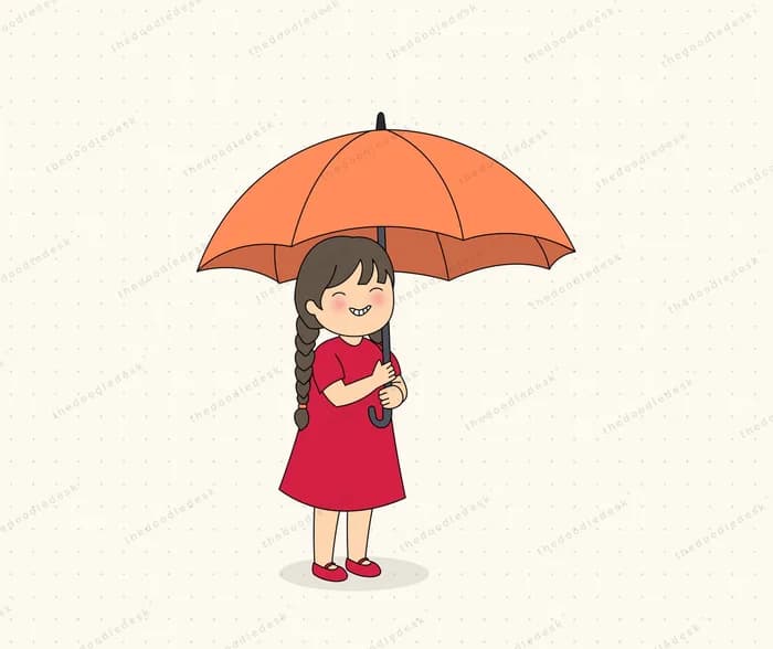 Sheltering under an umbrella