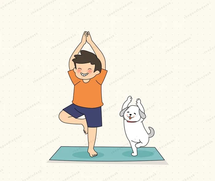 Practising yoga with a pet