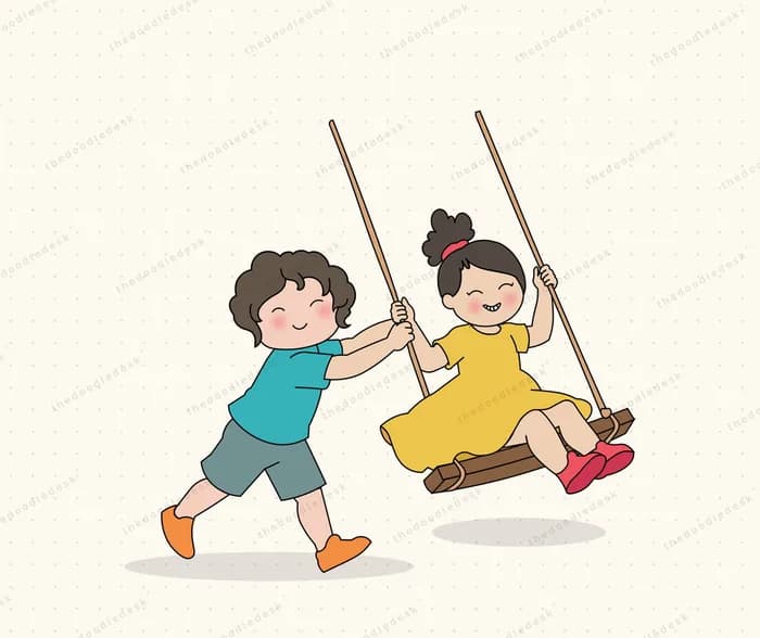 Pushing a friend on the swing