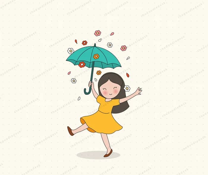 Dancing in a shower of blossom