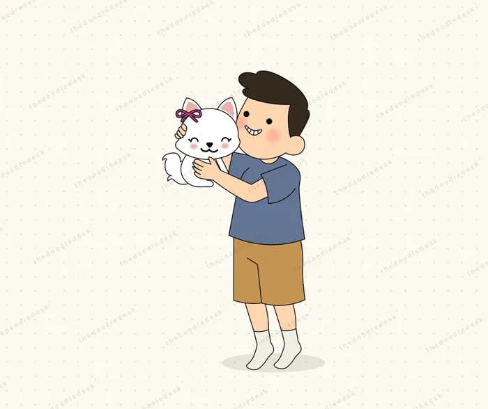 Showing off a pet cat