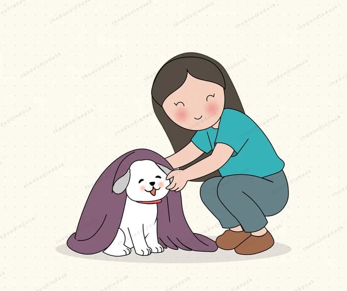 Towelling off a wet dog