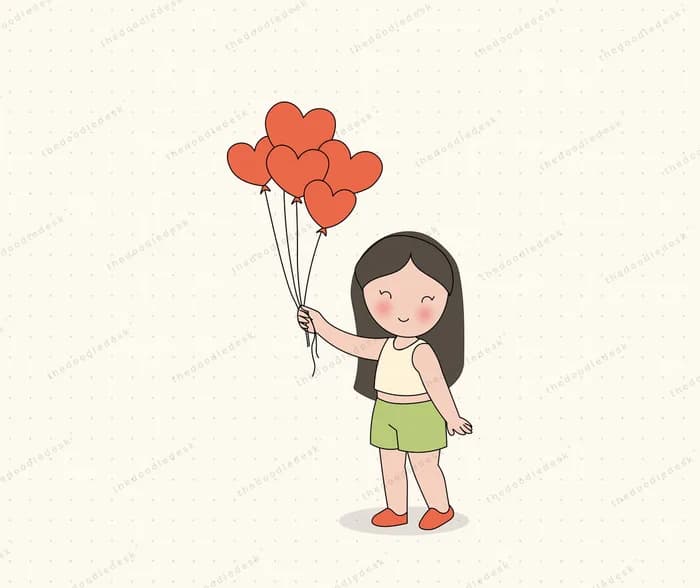 Carrying heart balloons